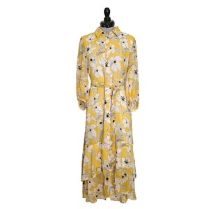 Floral Tiered Maxi Shirt Dress